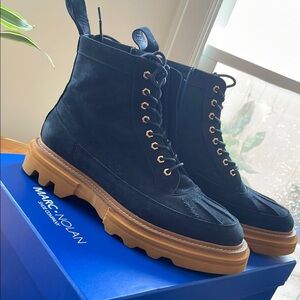 Marc Nolan Odin Navy Boots with Tan Sole
